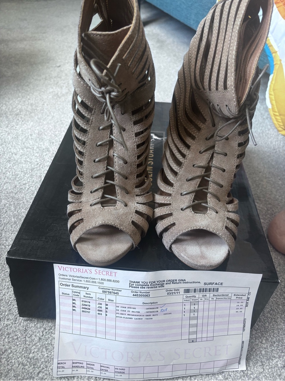 Colin Stuart Brown Suede Lace-Up Cutout Heeled Sandals